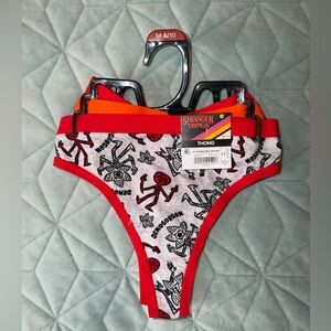 Stranger Things Women's Red Trim Graphic Thong - Medium